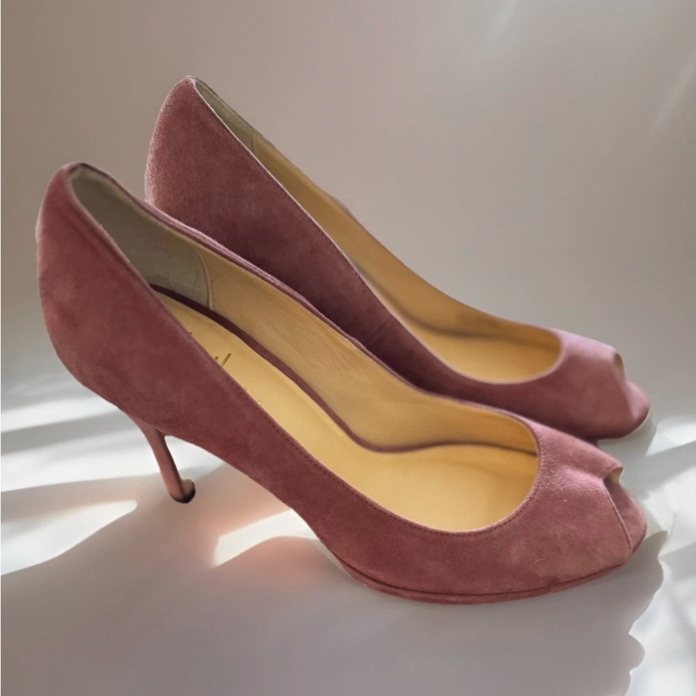 Cole Haan Air pink Suede Peep Toe Heels Like New 6.5B